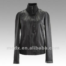 Damen-Mode schwarze Lederjacke